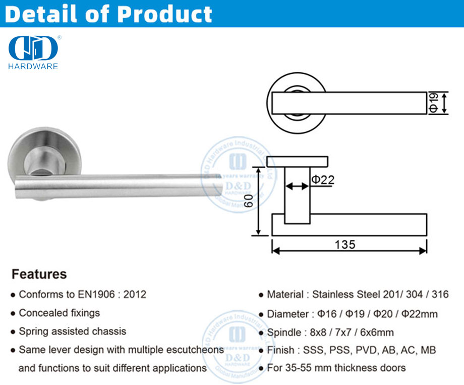 Bedroom Lever Handle Set Set Pegangan Tuas Kamar Tidur