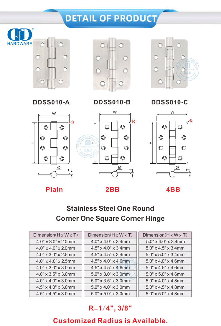 Square and Round Corner Hinge Engsel Sudut Persegi dan Bulat