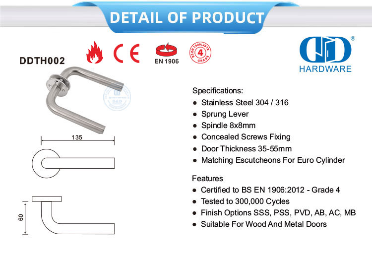 Concealed Screws Fixing Door Handle Gagang Pintu Pemasangan Sekrup Tersembunyi