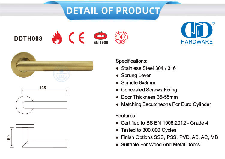 Satin Brass Lever Handles Gagang Tuas Kuningan Satin