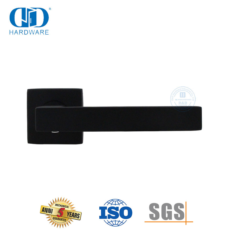 Gagang Pintu Roset Persegi Hitam Matt Desain Modern Berkualitas Baik-DDTH020-MB