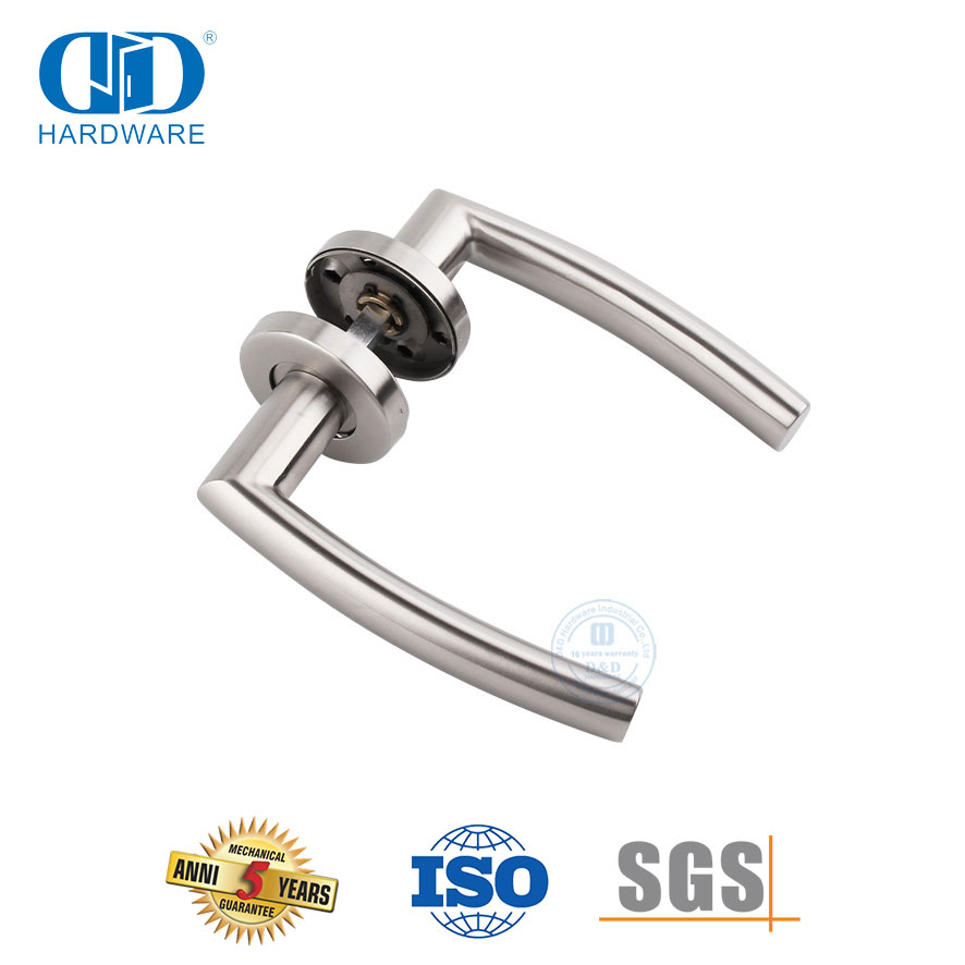 Gagang Pintu Stainless Steel Mewah pada Roset untuk Pintu Depan-DDTH025-SSS