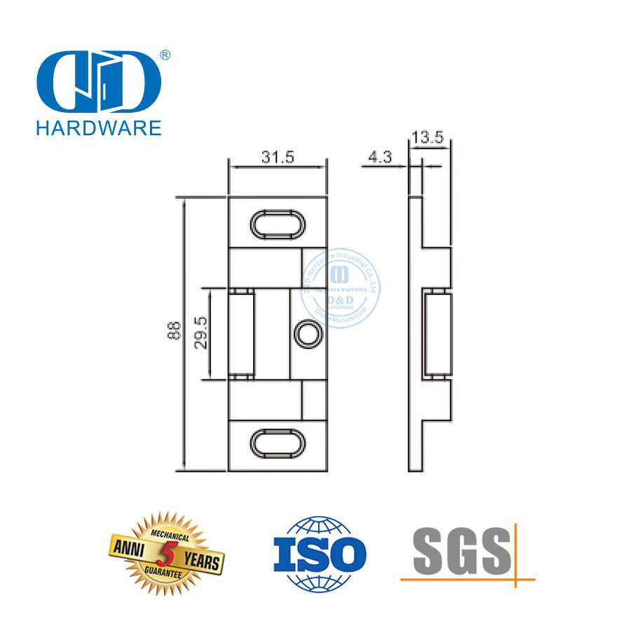 Pemogokan Pelek Perangkat Keras Pintu Tunggal Stainless Steel untuk Pintu Tunggal-DDPD043-SSS