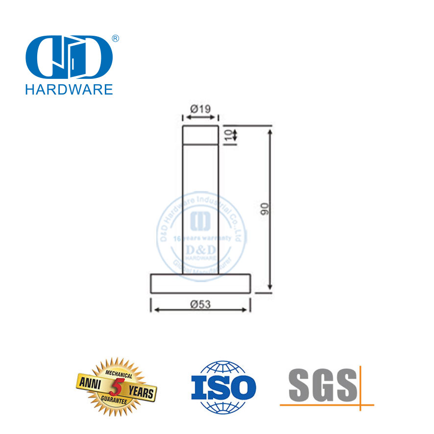 Penahan Pintu Toilet Umum Bentuk T Stainless Steel untuk Kamar Mandi-DDDS016-SSS