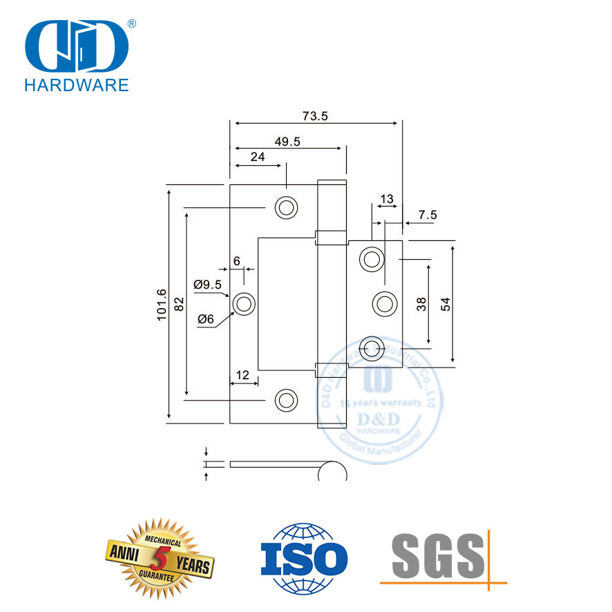 Engsel Siram Stainless Steel Perangkat Keras Pintu Utama Berkualitas Tinggi-DDSS027-B