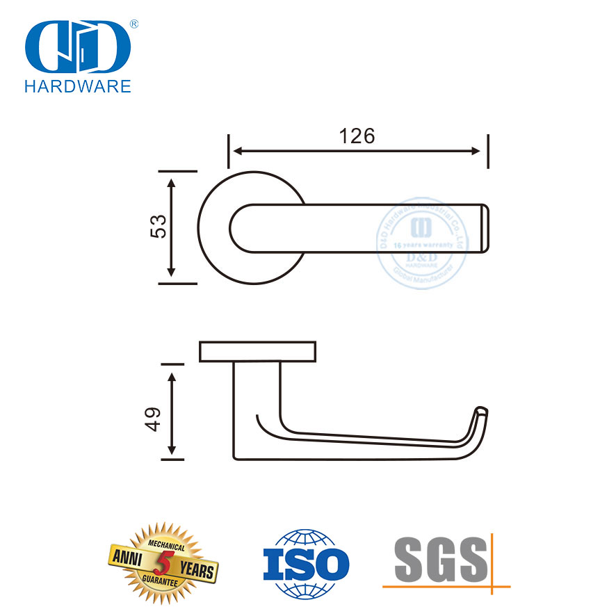 Pegangan Tuas Padat Perangkat Keras Pintu Bagian High End Gaya Modern-DDSH036-SSS