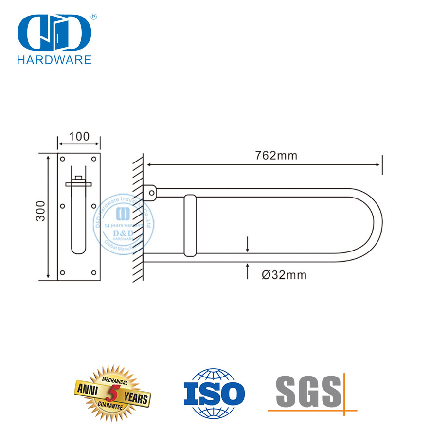 Aksesori Perangkat Keras Kamar Mandi Kamar Mandi Grab Bar Penyandang Cacat Keamanan Tinggi-DDTH038