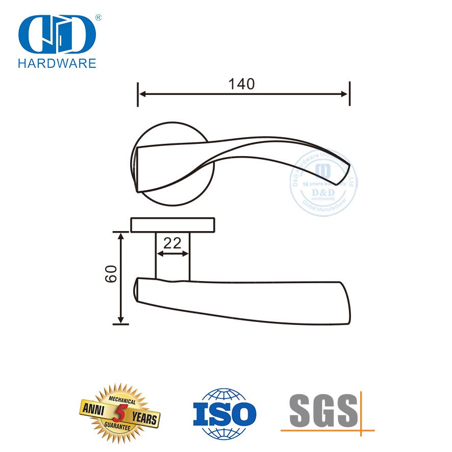 Tipe Gelombang Merampingkan Desain Stainless Steel 304 Solid Door Handle-DDSH049-SSS