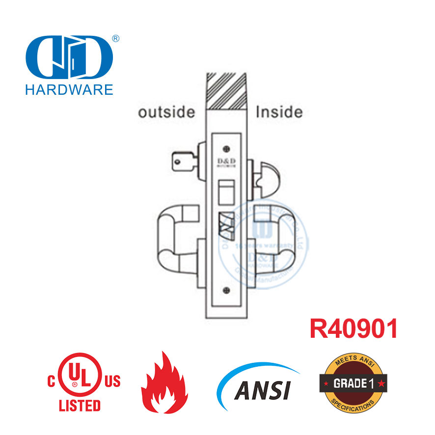 Set Kunci Tanggam Pintu Keluar Perangkat Keras Nilai Api UL ANSI untuk Asrama-DDAL13