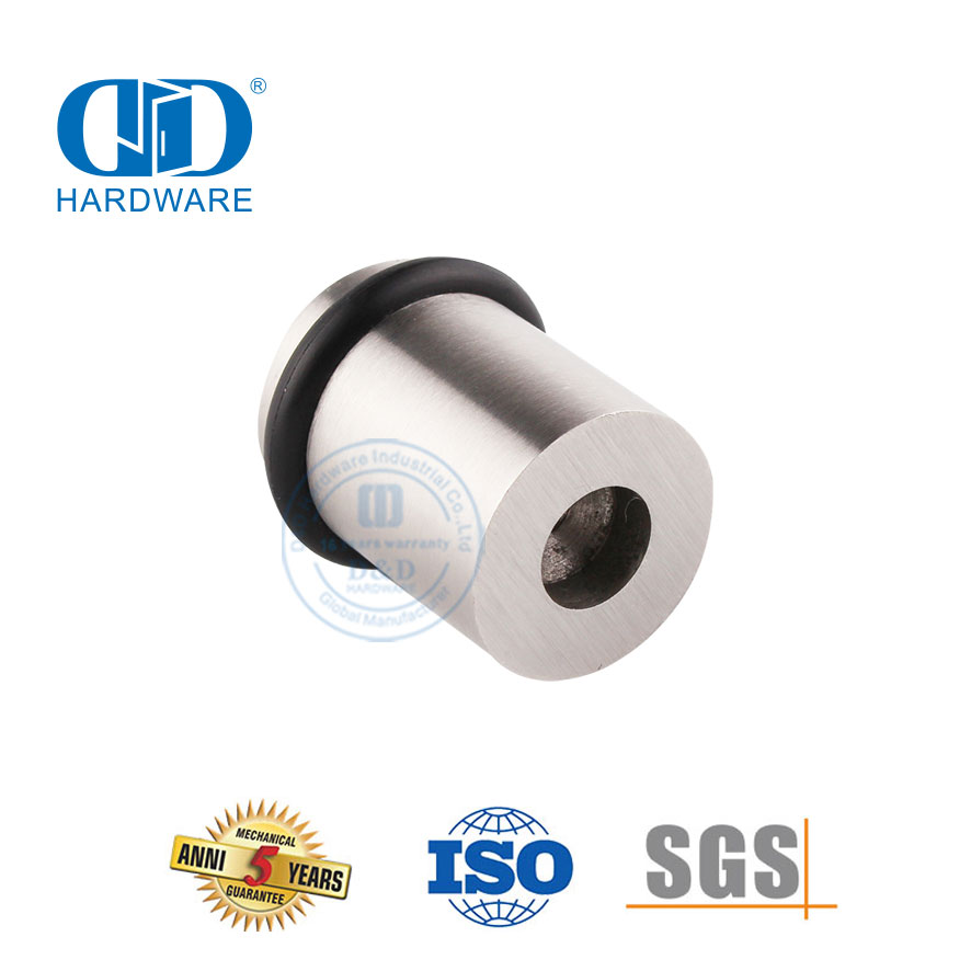 Perangkat Keras Pintu Rumah Sakit Pegangan Penghenti Pintu Stainless Steel Satin Karet Hitam-DDDS011-SSS