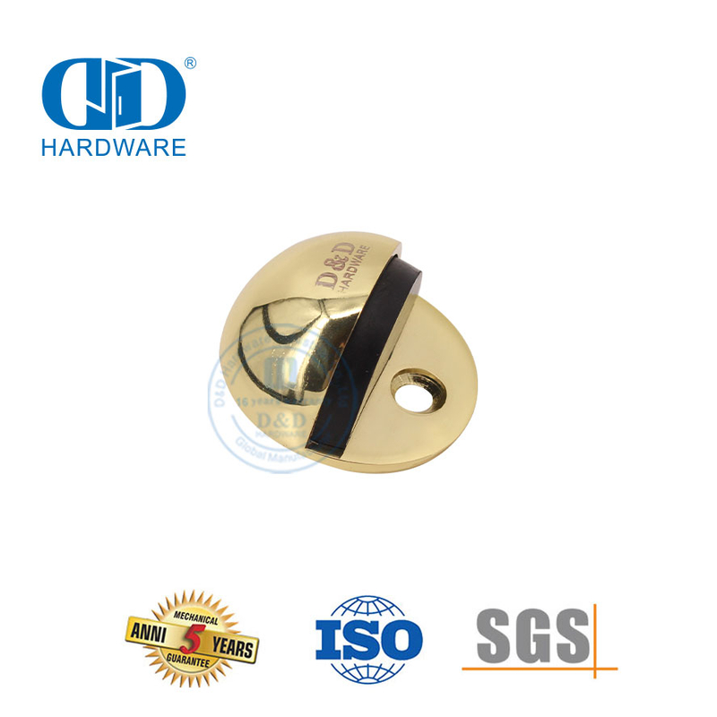 Kuningan Padat Dipoles Golden Floor Mounted Door Stop Round Rubber Door Stop-DDDS005-PB