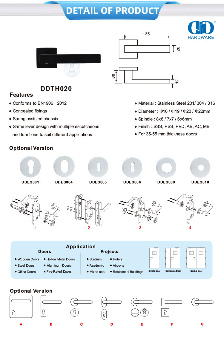 Gagang Pintu Roset Persegi