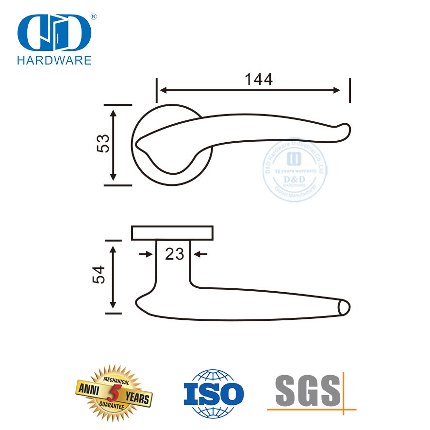Pegangan Tuas Padat Stainless Steel Desain Efisien untuk Pintu Aluminium-DDSH035-SSS
