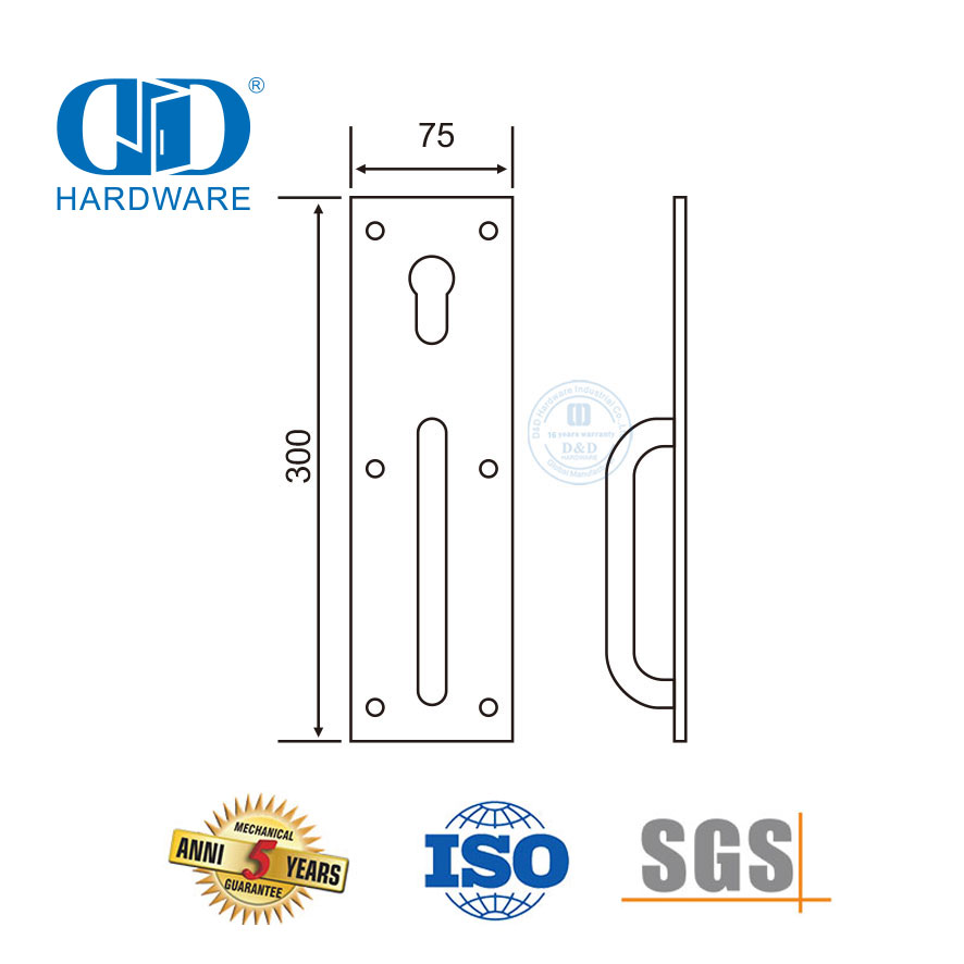 SUS 304 Night Latch Plate untuk Kunci Pintu Keluar Panik-DDPD017-SSS