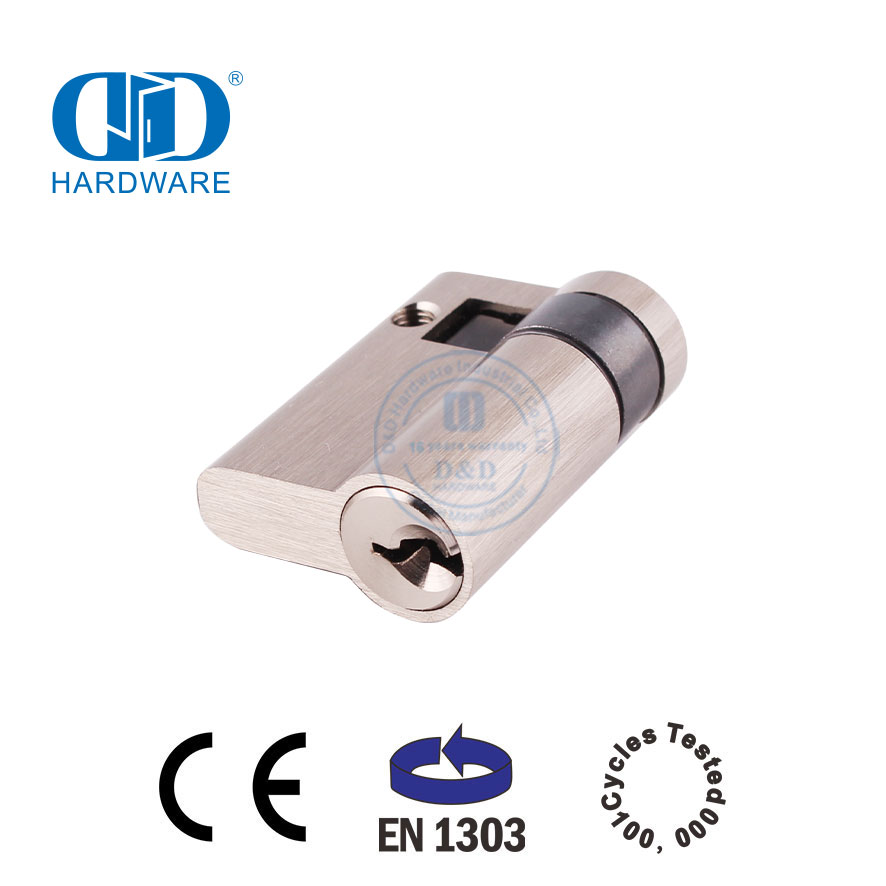 EN 1303 Silinder Kunci Setengah Kuningan Padat dengan Kunci Biasa-DDLC010-45mm-SN