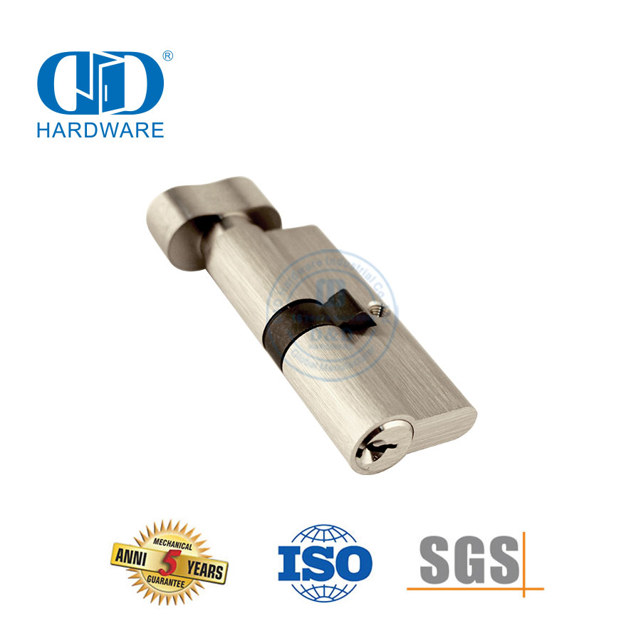 Sertifikasi EN 1303 Kenop Kacang Kuningan Padat Silinder Kunci Tunggal-DDLC014-70mm-SN