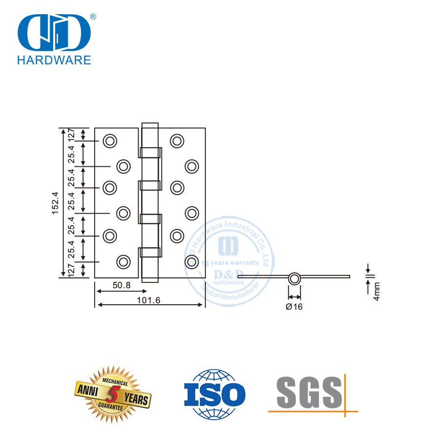 Engsel Tugas Berat Stainless Steel Keamanan -DDSS009
