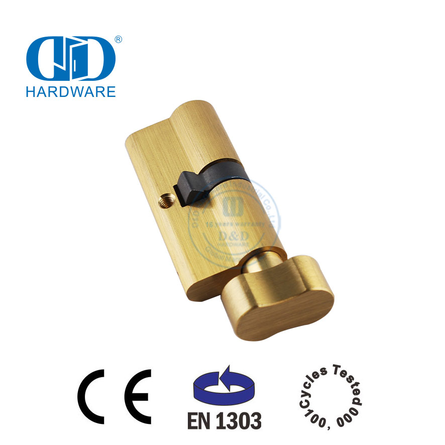 Silinder Kunci Tanggam Kamar Mandi Kuningan Satin dengan Sertifikasi EN 1303-DDLC007-70mm-SB