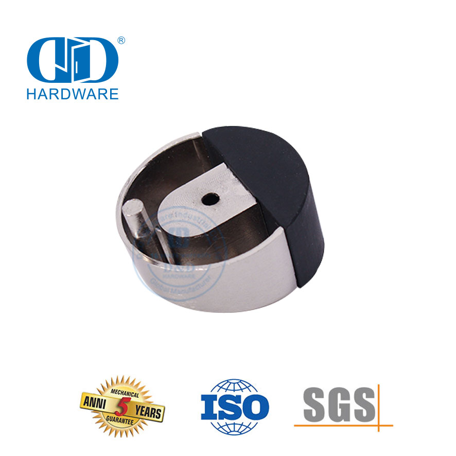 Dudukan Pintu Bulat Lantai Perangkat Keras Pintu Logam Selesai Krom Satin-DDDS006-SC