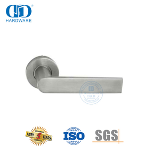 Gagang Pintu Tuas Stainless Steel 304 Tikungan Tunggal pada Roset Bulat-DDTH043-SSS
