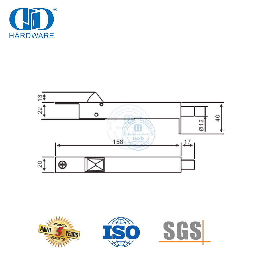 Baut Siram Otomatis Dextral Stainless Steel untuk Pintu Ganda-DDDB023-SSS