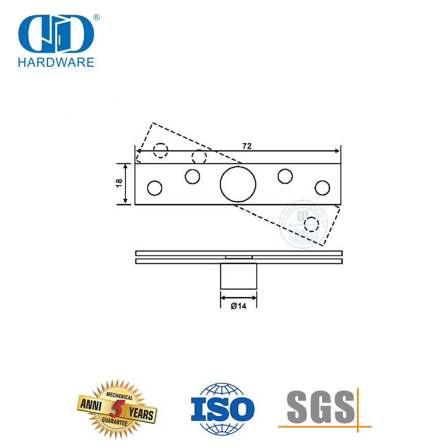 Perangkat Keras Pintu Engsel Lantai 360 Derajat Stainless Steel untuk Keamanan-DDSS055