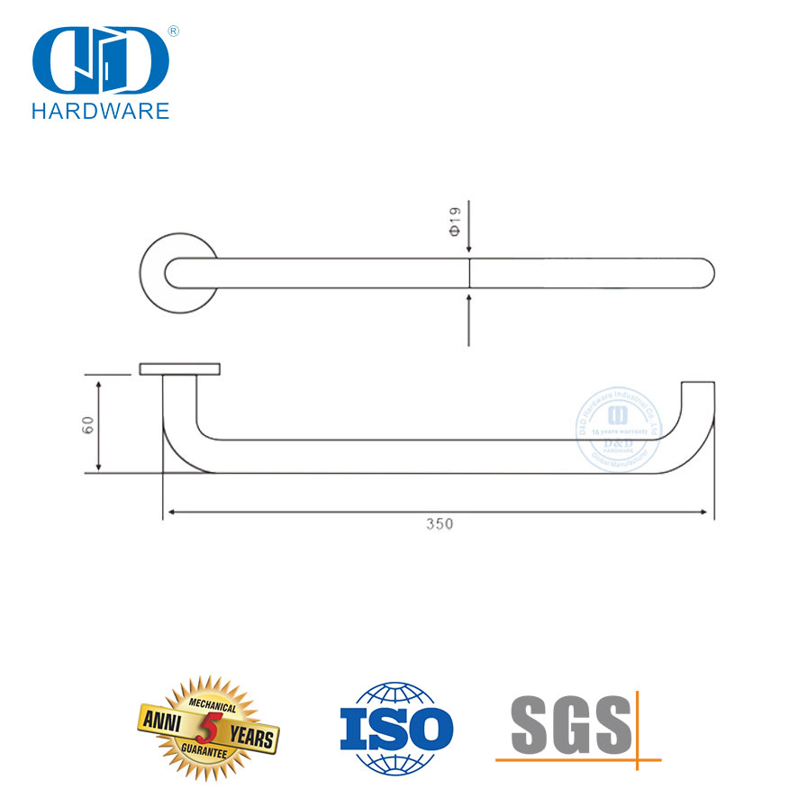 Gagang Pintu Tuas Panjang Penyandang Cacat Stainless Steel untuk Kamar Mandi-DDTH037
