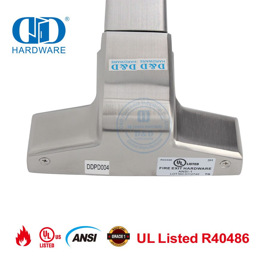 Perangkat Keluar Panik Batang Vertikal Touch Bar Terdaftar di UL untuk Bangunan Komersial-DDPD004-SSS