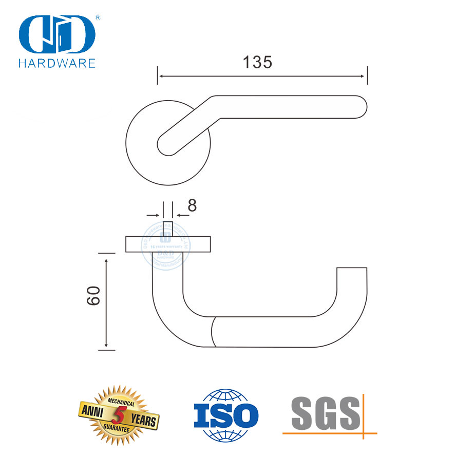 Gagang Pintu Penyandang Cacat Stainless Steel Gaya Sederhana Berkualitas Baik-DDTH016-SSS