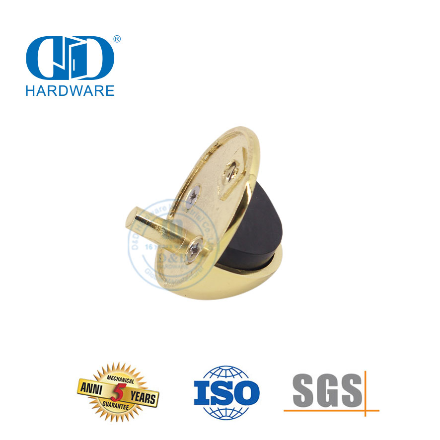 Kuningan Padat Dipoles Golden Floor Mounted Door Stop Round Rubber Door Stop-DDDS005-PB
