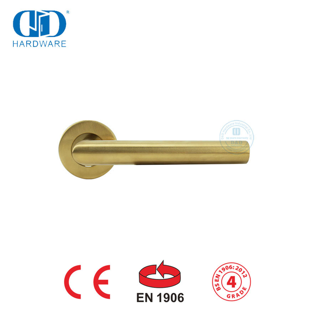 Satin Brass EN 1906 Aksesori Keamanan Kunci Pintu Gagang Tuas Emas-DDTH003-SB
