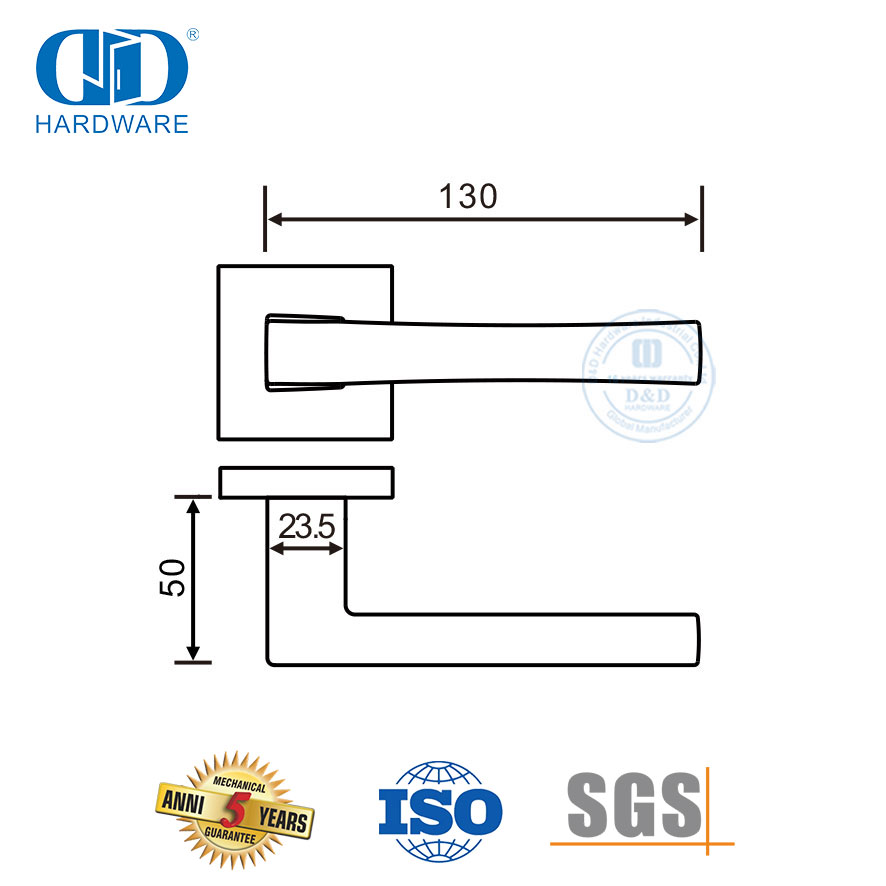 Pegangan Tuas Pintu Luar Solid Pengaman 304 Baja Tahan Karat untuk Pintu Kayu-DDSH059-SSS