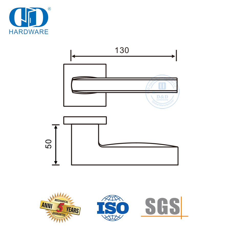 Perangkat Keras Pintu Utama Bangunan Perumahan Stainless Steel Bentuk L Pegangan Tuas Padat-DDSH054-SSS