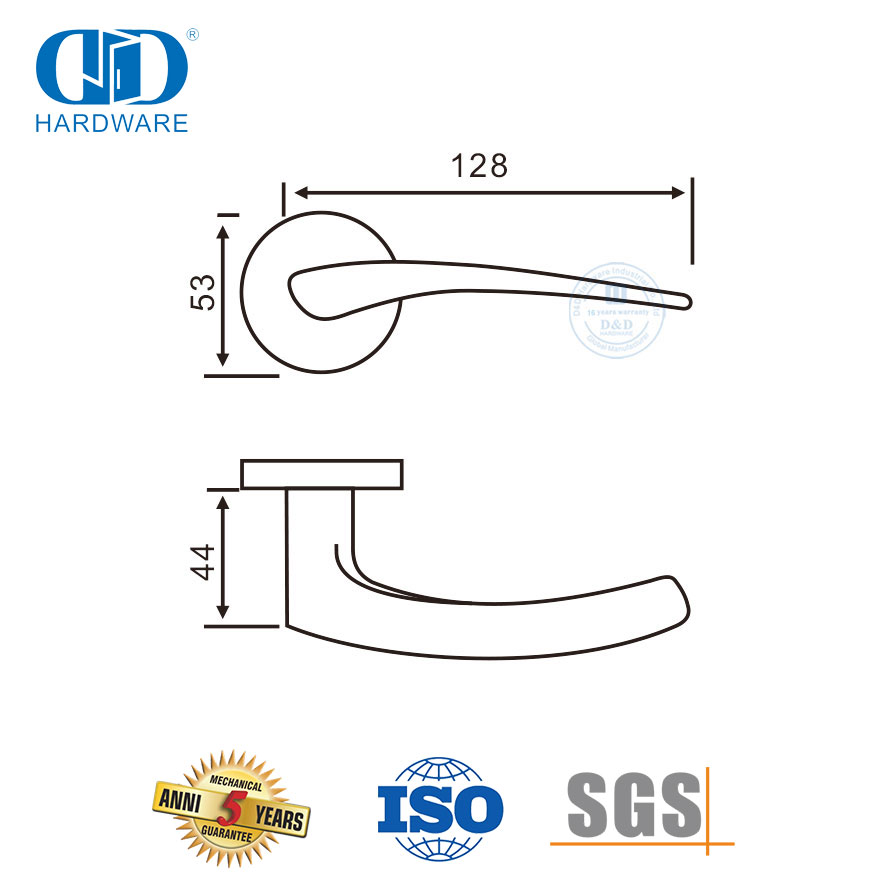 Gagang Pintu Tipe Tuas Tubular Pengecoran Presisi Baja Tahan Karat-DDSH013-SSS