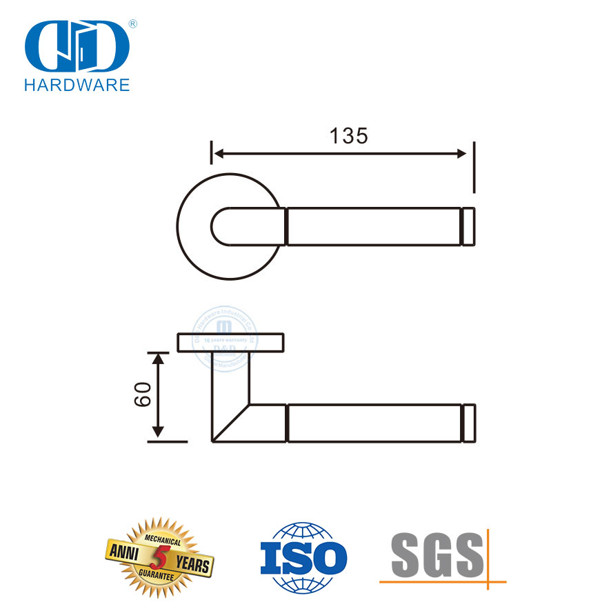 Pegangan Tuas Tubular Interior Interior SUS 304 Gaya Baru-DDTH028-SSS