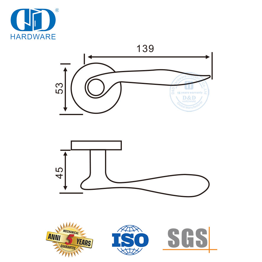 Gagang Pintu Kayu Bagian Dalam Pipa Stainless Steel Cocok untuk Stadion-DDSH025-SSS