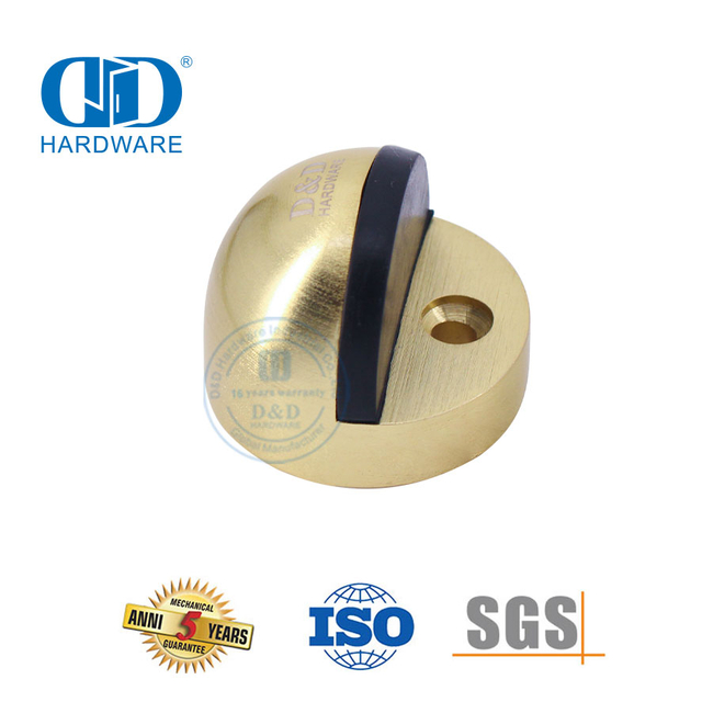 Perangkat Keras Pintu Paduan Seng Penghenti Pintu Emas Terpasang Lantai Kuningan Satin-DDDS002-SB