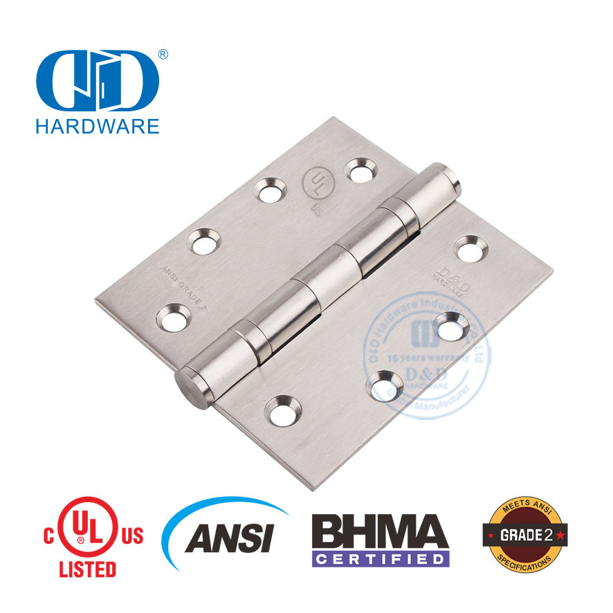 Engsel Pintu Luar Nilai Api BHMA ANSI Grade 2 untuk Bangunan Komersial-DDSS001-ANSI-2-4.5x4x3.4mm