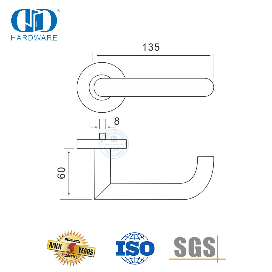 SUS 304 Mortise Lock Set Pegangan Tuas Pintu Depan untuk Office-DDTH018-SSS