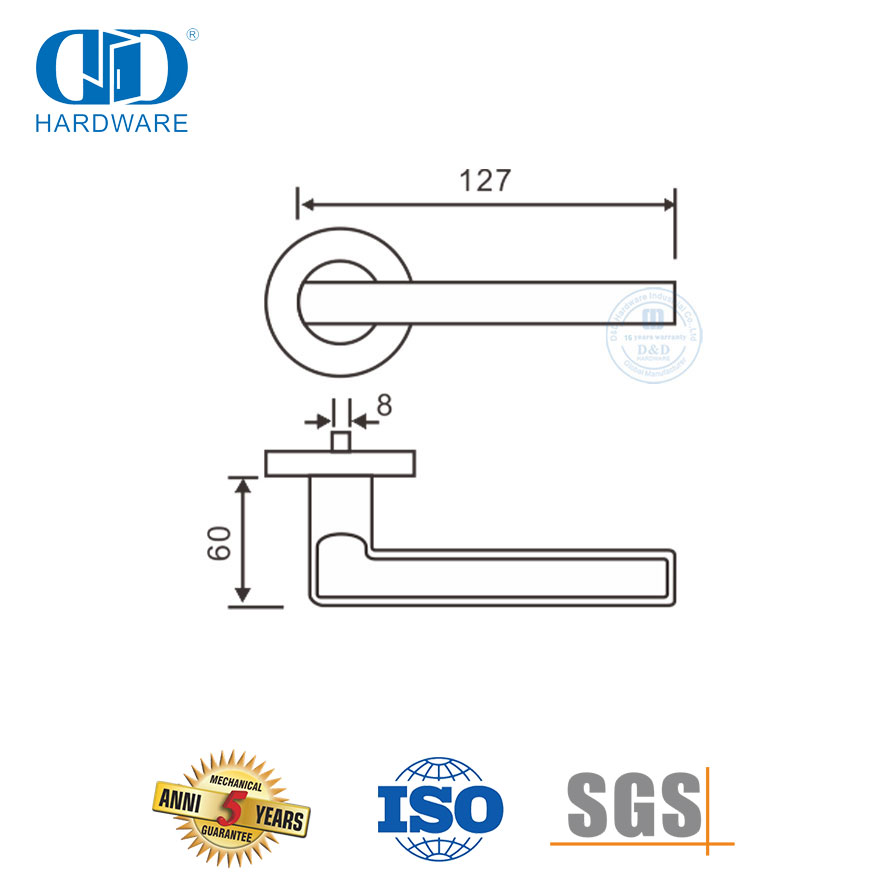 Gagang Pintu Tuas Gaya Sederhana Baja Tahan Karat Tahan Lama Modern Berkelanjutan-DDTH023-SSS