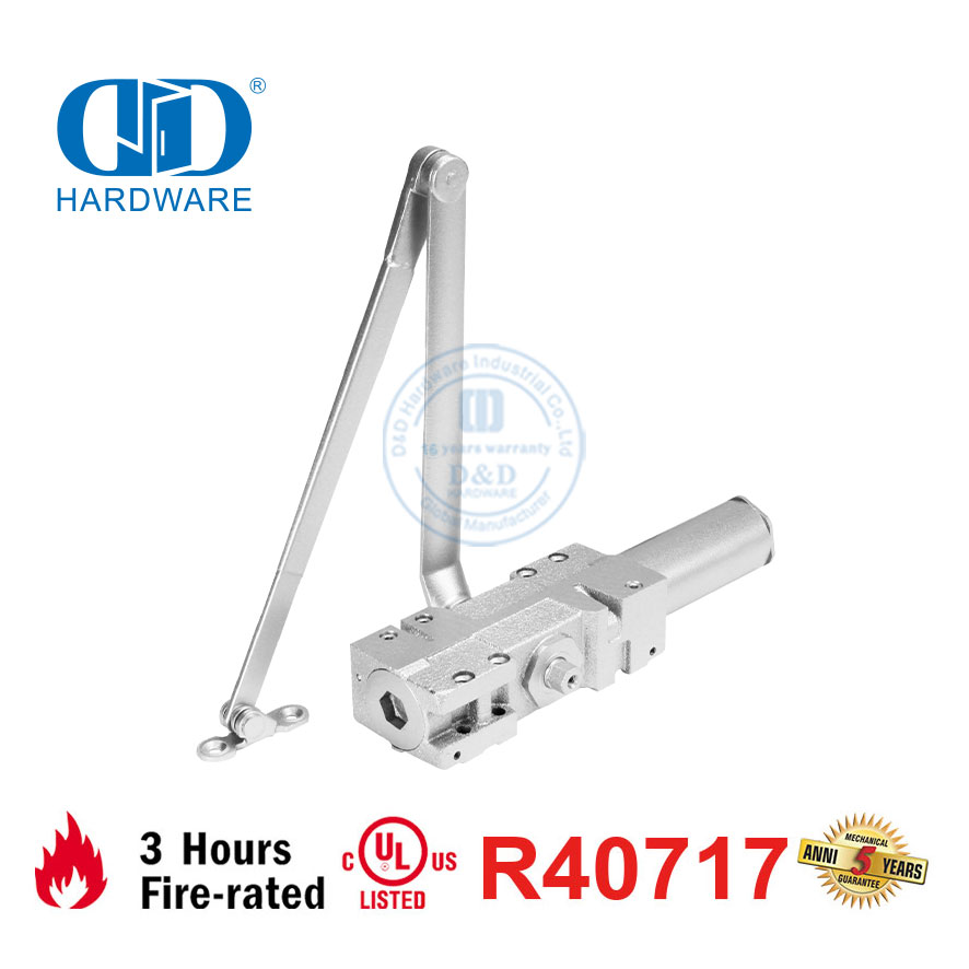 Tugas Berat Gaya Amerika untuk Perangkat Keras Pintu Logam ANSI UL10C Terdaftar Sertifikasi Fire Door Closer-DDDC044A