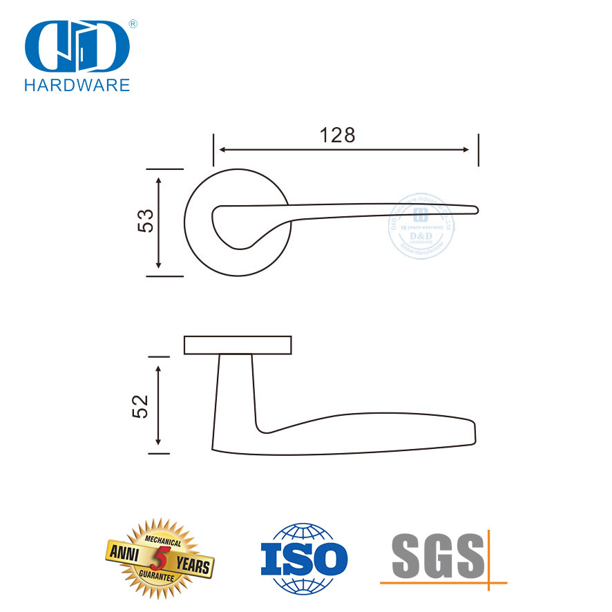 Gagang Tuas Padat Tahan Lama Stainless Steel Kontemporer untuk Aplikasi Kesehatan-DDSH008-SSS