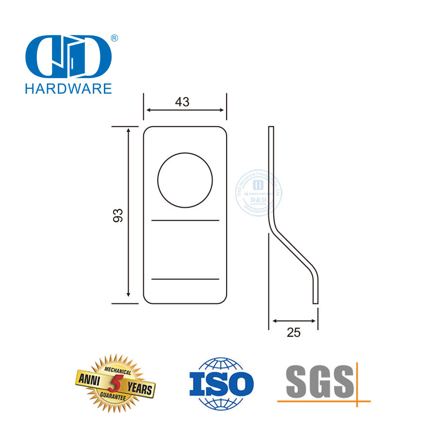 SUS 304 Panic Exit Hardware Aksesoris Pintu Escape Night Latch Plate-DDPD019-SSS