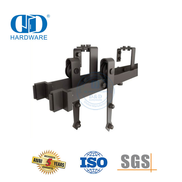 Kit Ganda Eksterior Hitam Tenang Industri Bergulir Baja Tahan Karat Perangkat Keras Pintu Gudang Geser Perangkat Keras Rol Pintu-DDBD024