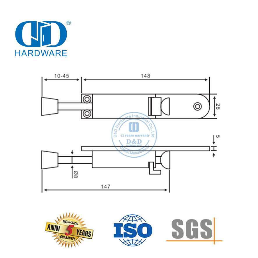 Zinc Alloy Foot Operated Door Mounted Type Stainless Steel Door Stop untuk Sekolah-DDDS034