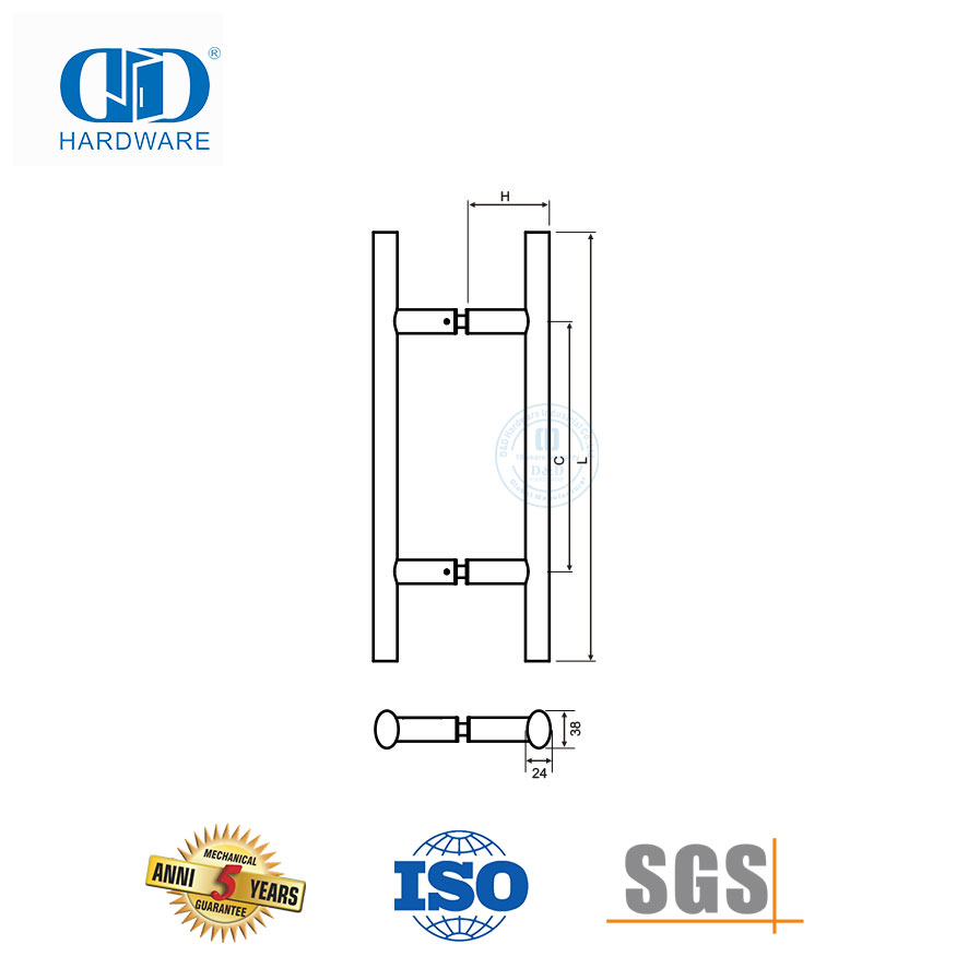 Pegangan Tarik Stainless Steel Pintu Depan Gaya Tangga Tabung Bulat untuk Pintu Kayu dan Kaca-DDPH037