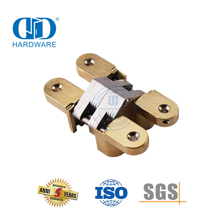 Engsel Pintu Butt Penutup Lembut Tersembunyi Paduan Seng Kuningan Satin untuk Pintu Logam-DDCH007