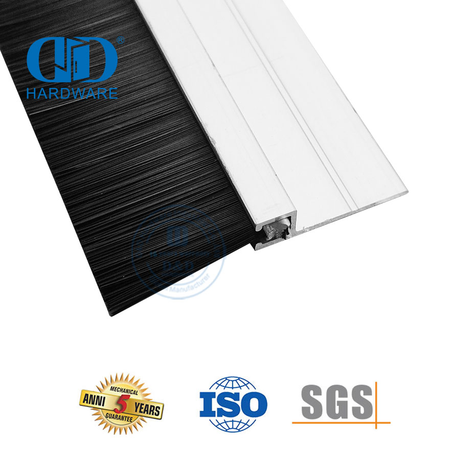 Anylon Brush Seal Aluminium Carrier Self Adhesive Otomatis Tahan Udara Dingin Pintu Geser Sapu Seal-DDBS004