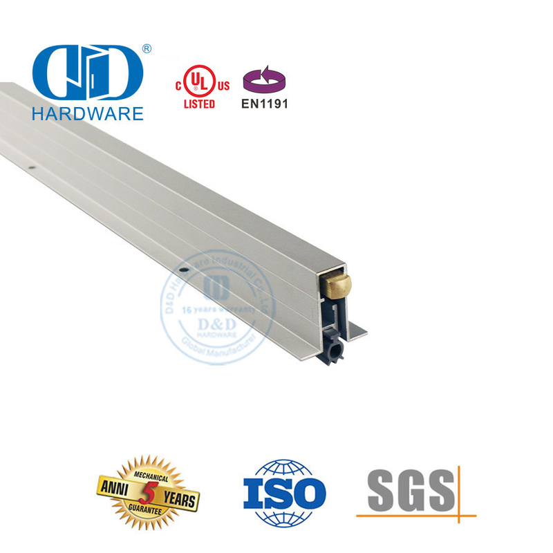 CE Pintu Perangkat Perabot Perak Angin Debu Bukti Cuaca Pengupasan Sepenuhnya Mortised Keamanan Drop Pintu Geser Bawah Seal-DDBS002