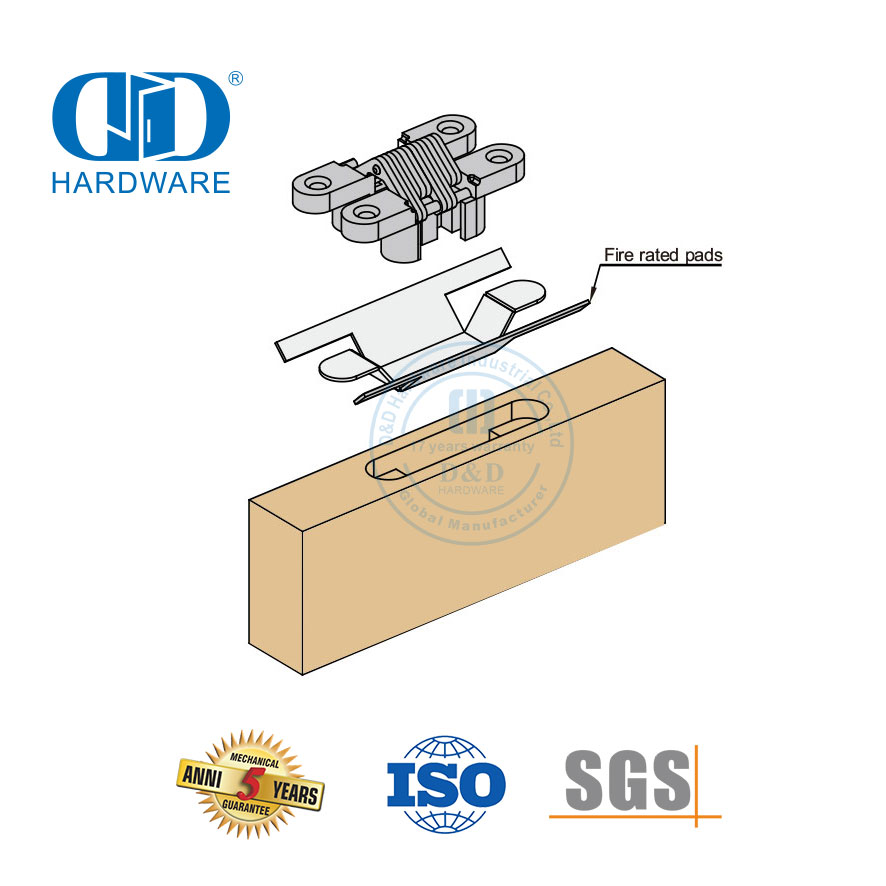 Bantalan Engsel Pintu Segel Intumescent Perangkat Keras Furnitur Segel Akustik Tersembunyi Nilai Api Multi Titik -DDIG004